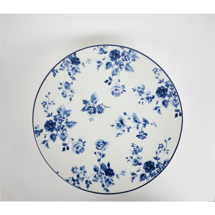 LAURA ASHLEY-ΠΙΑΤΕΛΑ 30 CM ΜΕ ΠΟΔΙ CHINA ROSE-BLUEPRINT Πορσελάνη Φ30 CM