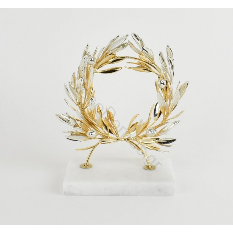 ΕΠΙΤΡΑΠΕΖΙΟ ΧΕΙΡΟΠΟΙΗΤΟ ΔΙΑΚΟΣΜΗΤΙΚΟ ΣΤΕΦΑΝΙ ΕΠΑΡΓΥΡΟ ΚΑΙ ΕΠΙΧΡΥΣΩΜΕΝΟ Μάρμαρο 12.5x7.5xh18