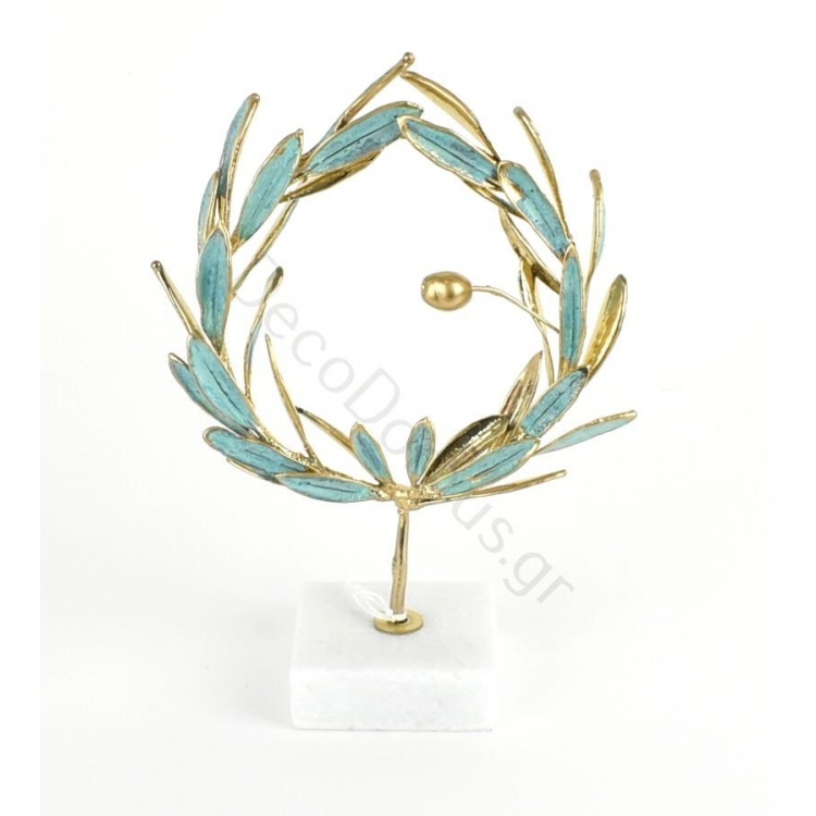 ΕΠΙΤΡΑΠΕΖΙΟ ΧΕΙΡΟΠΟΙΗΤΟ ΔΙΑΚΟΣΜΗΤΙΚΟ ΣΤΕΦΑΝΙ  ΕΠΙΧΡΥΣΩΜΕΝΟ Μάρμαρο 14x5.5xh20