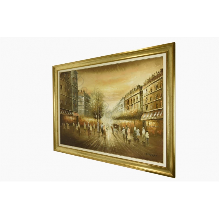 ΠΙΝΑΚΑΣ ΧΕΙΡΟΠΟΙΗΤΟΣ ΛΑΔΙ ΖΩΓΡΑΦΙΚΗ ΔΡΟΜΟΣ ΜΕ ΧΡΥΣΗ ΚΟΡΝΙΖΑ Ξύλο 138x3xh108