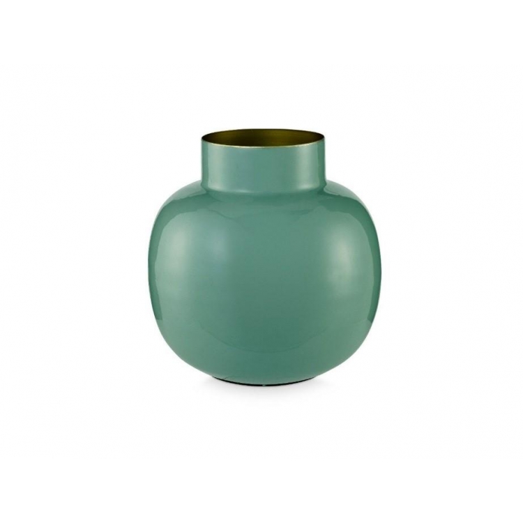 ΒΑΖΟ ΣΤΡΟΓΓΥΛΟ ΠΡΑΣΙΝΟ ΜΕ ΕΣΩΤΕΡΙΚΟ ΧΡΥΣΟ Μέταλλο Φ25xh25