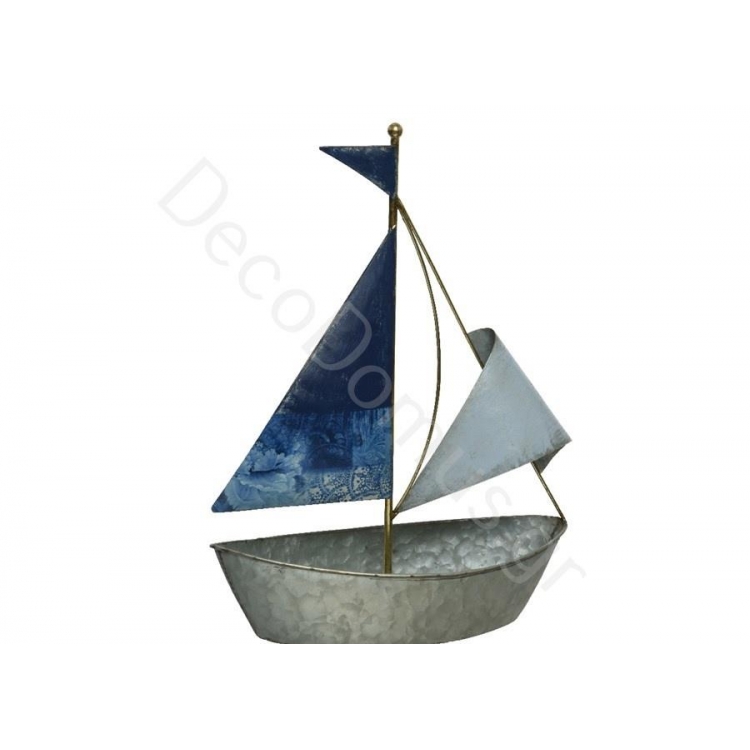 ΚΑΡΑΒΙ ΜΕ ΜΠΛΕ ΤΥΠΩΜΑ Μέταλλο 30.5x12.7xh39.5