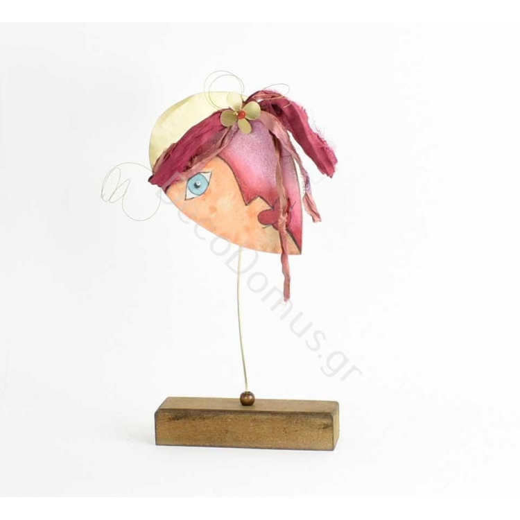 ΚΟΠΕΛΑ ΖΩΓΡΑΦΙΣΤΗ ΜΕ ΚΟΡΔΕΛΑ ΠΟΡΤΟΚΑΛΙ-ΡΟΖ Ξύλο 14x4xh28