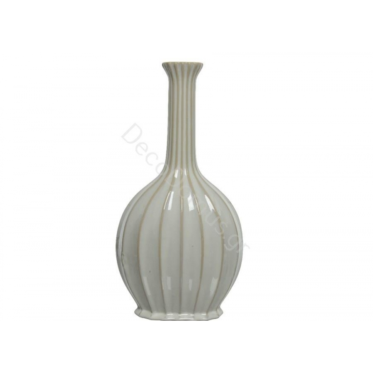 ΒΑΖΟ ΔΙΑΚΟΣΜΗΤΙΚΟ ΙΒΟΥΑΡ ΜΕ ΚΑΘΕΤΕΣ ΑΝΑΦΛΥΦΕΣ ΓΡΑΜΜΕΣ Γυαλί 23*13.5*Υ45 ΕΚ.