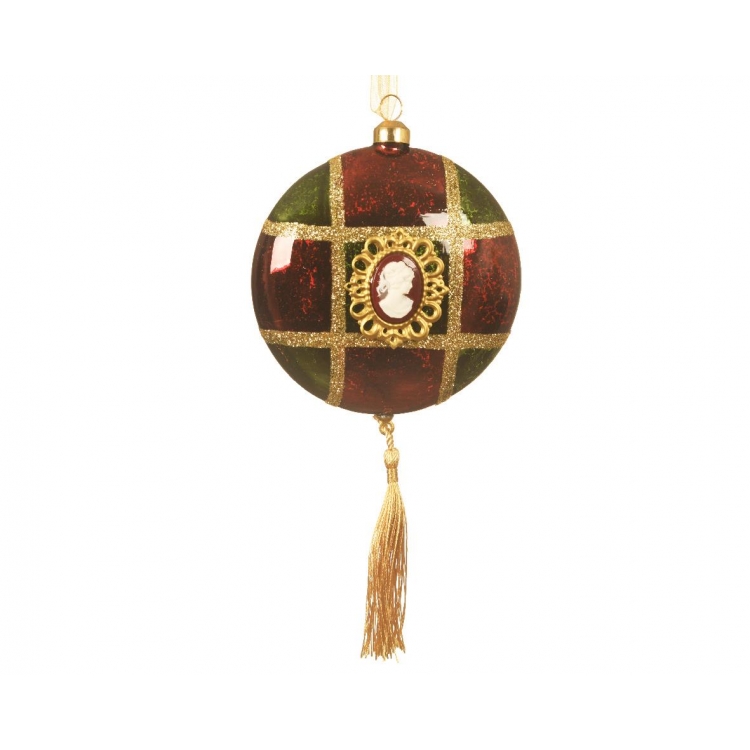 ΧΡΙΣΤΟΥΓΕΝΝΙΑΤΙΚΗ ΓΥΑΛΙΝΗ ΜΠΑΛΑ VINTAGE ΜΠΟΡΝΤΩ ΜΕ ΟΙΚΟΣΗΜΟ - KAEMING Συνθετικό 8*8