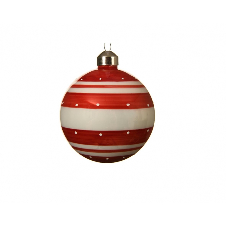 ΧΡΙΣΤΟΥΓΕΝΝΙΑΤΙΚΗ ΜΠΑΛΑ ΚΟΚΚΙΝΗ ΜΕ ΑΣΠΡΕΣ ΡΙΓΕΣ Φ8 - KAEMINGK Μέταλλο 8*8*y8