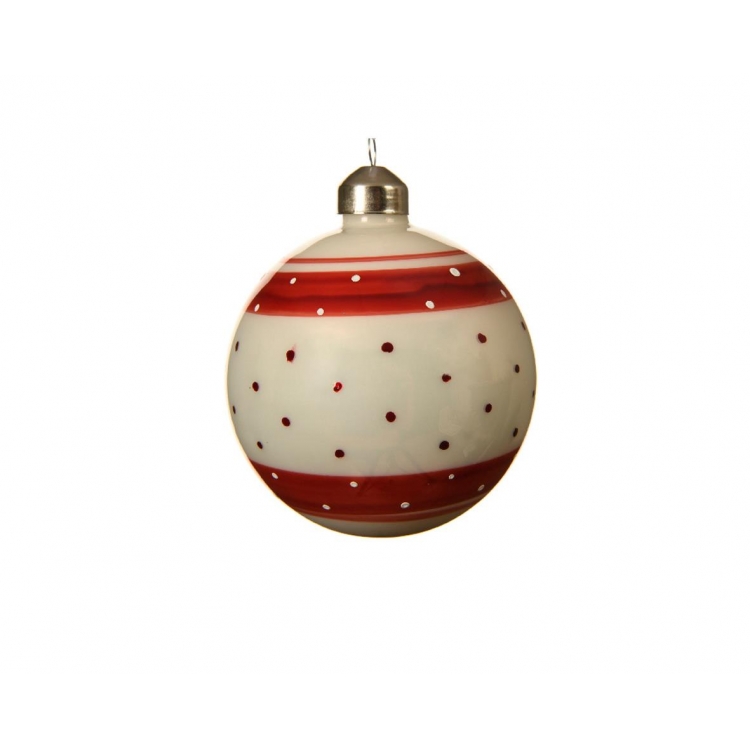 ΧΡΙΣΤΟΥΓΕΝΝΙΑΤΙΚΗ ΜΠΑΛΑ ΑΣΠΡΗ ΜΕ ΚΟΚΚΙΝΕΣ ΒΟΥΛΕΣ Φ8 - KAEMINGK Μέταλλο 8*8*y8