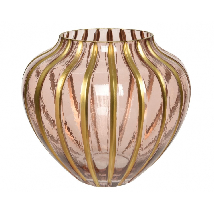 ΔΙΑΚΟΣΜΗΤΙΚΟ ΒΑΖΟ ΓΥΑΛΙΝΟ ΡΟΖ ΜΕ ΧΡΥΣΟ - KAEMINGK Γυαλί 25*25*Y22