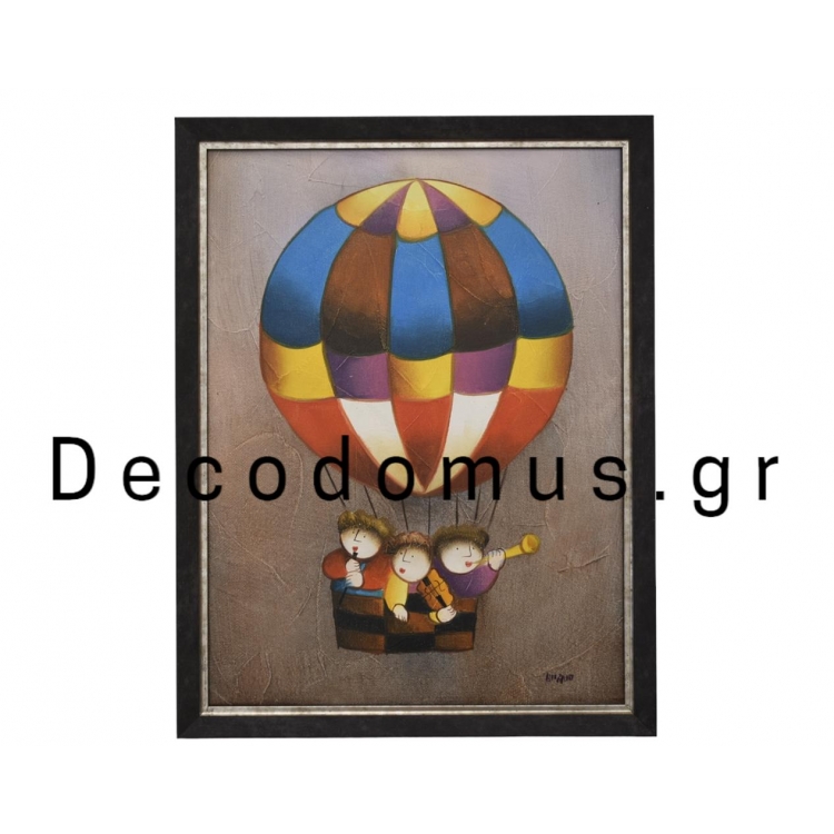 ΠΙΝΑΚΑΣ ΧΕΙΡΟΠΟΙΗΤΟΣ ΖΩΓΡΑΦΙΚΗΣ ΑΕΡΟΣΤΑΤΟ ΜΕ ΜΟΥΣΙΚΟΥΣ ΜΕ ΜΑΥΡΗ ΚΟΡΝΙΖΑ Ξύλο 34*44