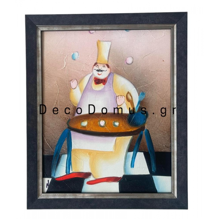 ΑΥΘΕΝΤΙΚΟΣ ΠΙΝΑΚΑΣ ΖΩΓΡΑΦΙΚΗΣ ΕΛΑΙΟΓΡΑΦΙΑ ΜΕ ΞΥΛΙΝΗ ΜΑΥΡΗ ΚΟΡΝΙΖΑ ΜΕ ΑΣΗΜΙ ΡΙΓΑ Ξύλο 24*29