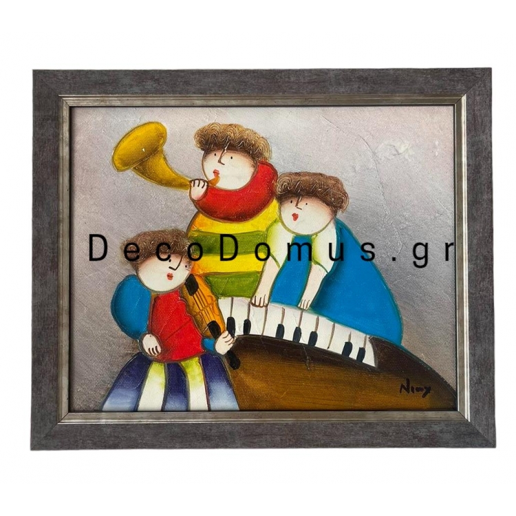 ΑΥΘΕΝΤΙΚΟΣ ΠΙΝΑΚΑΣ ΖΩΓΡΑΦΙΚΗΣ ΕΛΑΙΟΓΡΑΦΙΑ ΜΕ ΞΥΛΙΝΗ ΓΚΡΙ ΚΟΡΝΙΖΑ ΚΑΙ ΑΣΗΜΙ ΡΙΓΑ Ξύλο 29*24