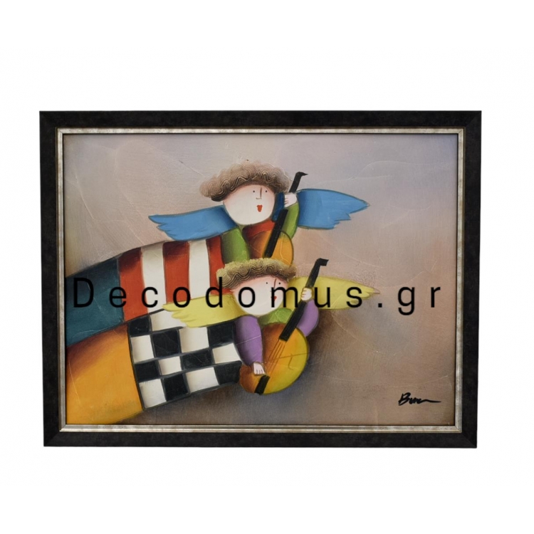 ΠΙΝΑΚΑΣ ΖΩΓΡΑΦΙΚΗΣ ΕΛΑΙΟΓΡΑΦΙΑ ΜΕ ΕΝΤΟΝΑ ΧΡΩΜΑΤΑ ``Ο ΕΡΜΗΣ x2`` ΜΕ ΞΥΛΙΝΗ ΜΑΥΡΗ ΚΟΡΝΙΖΑ Ξύλο 44*34