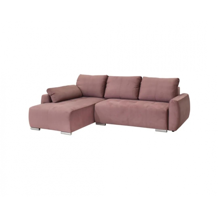 Αμφίδρομος γωνιακός καναπές Havana με κρεβάτι και αποθηκευτικό χώρο Ροζ 287x193x76εκ. Μελαμίνη Μ2.87Π1.93Υ0.76