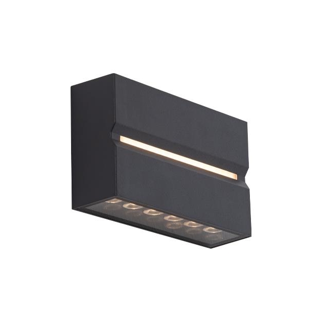 ΑΠΛΙΚΑ ΕΞΩΤΕΡΙΚΟΥ ΧΩΡΟΥ ΜΕ ΕΝΣΩΜΑΤΩΜΕΝΟ LED ΜΠΡΟΣΤΙΝΟΥ, ΑΝΩ ΚΑΙ ΚΑΤΩ ΦΩΤΙΣΜΟΥ ΣΕ ΑΠΟΧΡΩΣΗ ΓΡΑΦΙΤΗ Γυαλί 18x5xh11