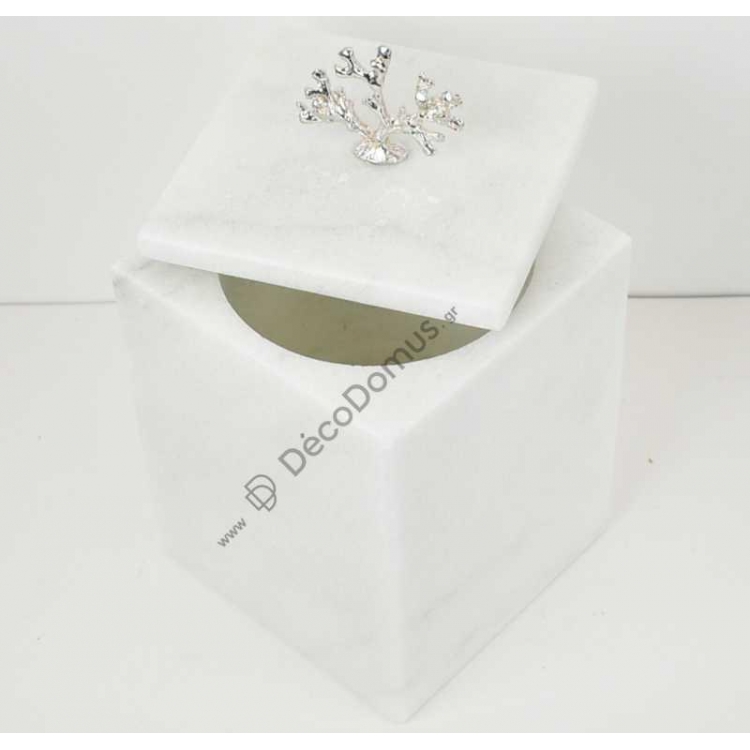 ΧΕΙΡΟΠΟΙΗΤΟ ΜΑΡΜΑΡΙΝΟ ΒΑΖΟ ΜΕ ΚΑΠΑΚΙ ΜΕ ΚΟΡΑΛΙ Μέταλλο 14.5x14.5xh26