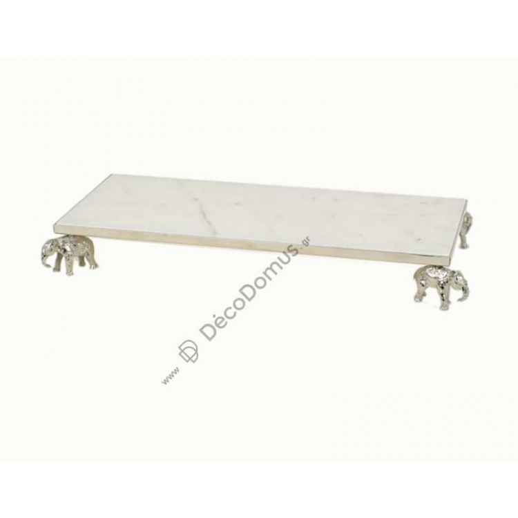 ΧΕΙΡΟΠΟΙΗΤΟΣ ΔΙΑΚΟΣΜΗΤΙΚΟ ΔΙΣΚΟΣ ΜΑΡΜΑΡΙΝΟΣ ΜΕ ΠΟΔΙΑ ΕΛΕΦΑΝΤΑ Ορείχαλκος 47x22xh6