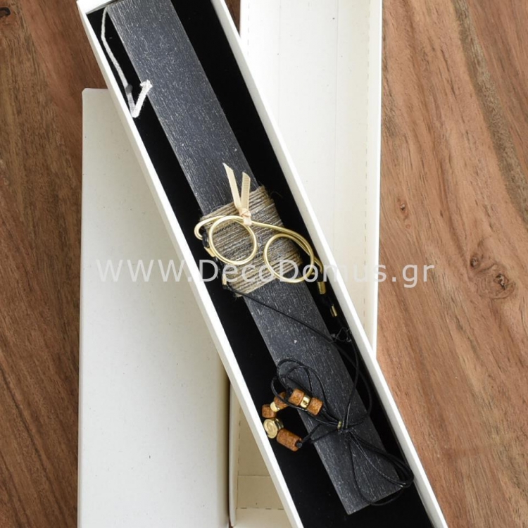 ΛΑΜΠΑΔΑ ΑΡΩΜΑΤΙΚΗ ΜΟΛΥΒΙ ME ΓΥΑΛΙΑ Αρωματικό Κερί 3*1.5*25