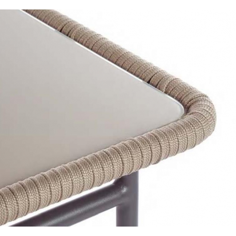 Τραπεζακι σαλονιού με αδιαβροχο σχοινί εξωτερικού χώρου & γυαλί - Santana από Joenfa Γυαλί 120 60 40 cm