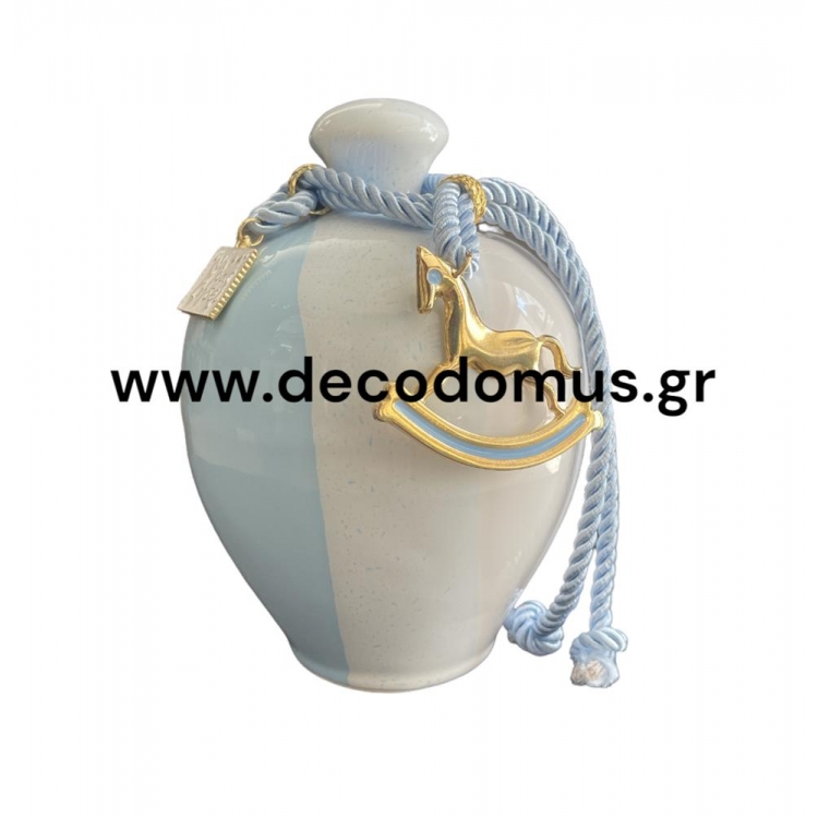 ΚΟΥΜΠΑΡΑΣ ΚΕΡΑΜΙΚΟΣ ΠΑΙΔΙΚΟΣ ΣΙΕΛ-ΛΕΥΚΟ ΑΛΟΓΑΚΙ ΜΕ ΣΜΑΛΤΟ Κεραμικό Φ11Χ15Υ