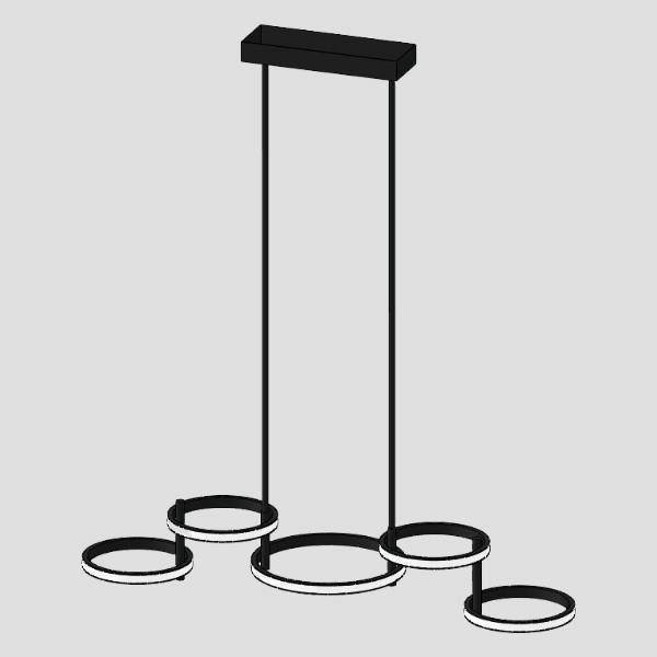 ARTE ILLUMINA ΦΩΤΙΣΤΙΚΟ ΚΡΕΜΑΣΤΟ 5ΦΩΤΟ LED 50W ΜΑΥΡΟ Μέταλλο 93.5*28*Υ116.5