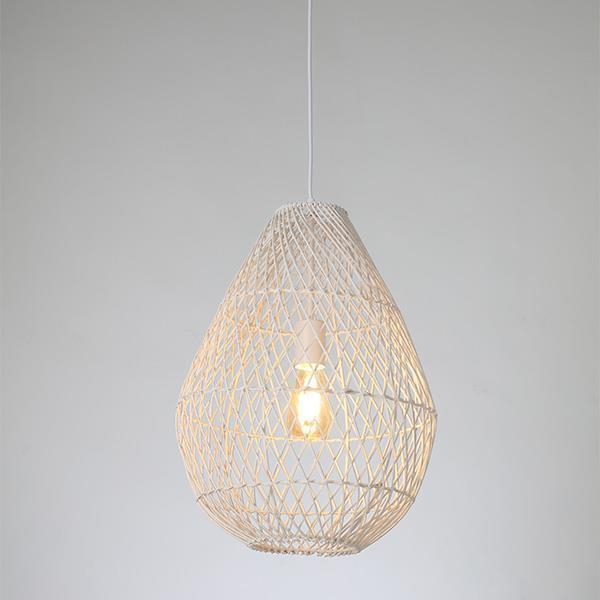 ΦΩΤΙΣΤΙΚΟ ΚΡΕΜΑΣΤΟ ΜΟΝΟΦΩΤΟ Ε27 MAX 60WD370X500 RATTAN ΛΕΥΚΟ Μέταλλο 37*37*50