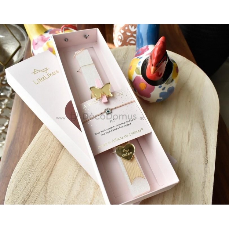Χειροποίητη Αρωματική Λαμπάδα PET με βραχιόλι και ευχές ροζ κουτι Αρωματικό Κερί Μ0.025Π0.015Υ0.25