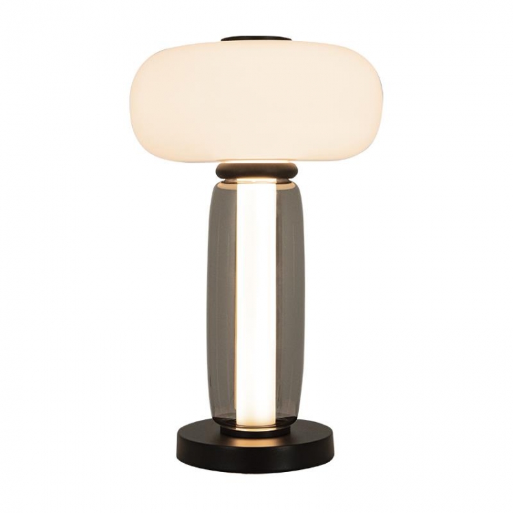 ΕΠΙΤΡΑΠΕΖΙΟ LED ΦΩΣ 23W 3000K ΜΕΤΑΛΛΟ-ΚΑΠΝΙΣΤΟ & ΟΠΑΛ ΓΥΑΛΙ, ΜΑΥΡΟ Μέταλλο Φ0.32*Υ0.53