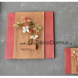 ΞΥΛΙΝΟΣ ΧΕΙΡΟΠΟΙΗΤΟΣ ΠΙΝΑΚΑΣ ΜΕ ΠΟΛΥΧΡΩΜΑ ΜΕΤΑΛΛΙΚΑ ΛΟΥΛΟΥΔΙΑ ΑΠΟ ΟΡΕΙΧΑΛΚΟ 40Χ40 ΕΚ Ξύλο Μ0.40Π0.06Υ0.40