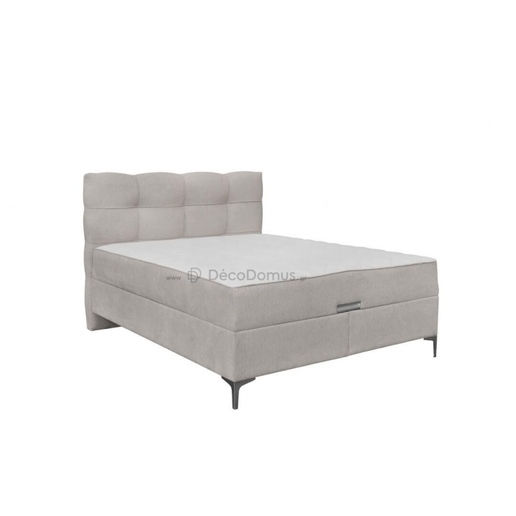 Κρεβάτι με αποθηκευτικό χώρο και στρώμα με ανεξάρτητα ελατήρια Korleone New μπεζ 140X200 Μελαμίνη Μ2.16Π1.46Υ1.20