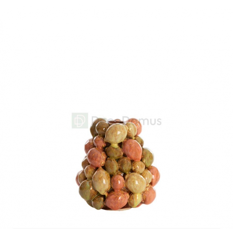 ΚΕΡΑΜΙΚΟ ΒΑΖΟ ΜΕ ΑΝΑΓΛΥΦΑ ΕΣΠΕΡΙΔΟΕΙΔΗ ``CITRUS`` ΚΑΦΕ-ΠΟΡΤΟΚΑΛΙ -ΠΡΑΣΙΝΟ Κεραμικό Φ0.14*Υ0.155