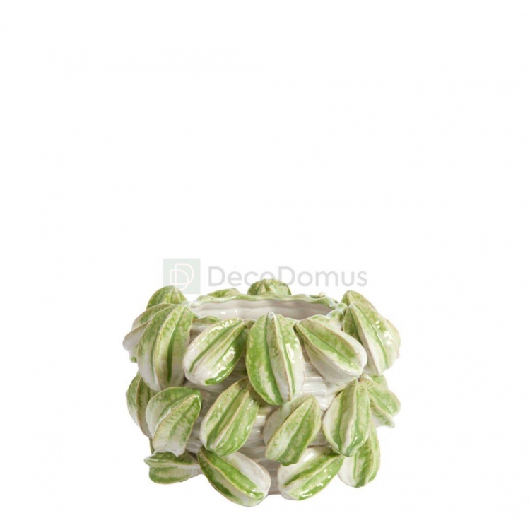 ΒΑΖΟ ΜΕ ΑΝΑΓΛΥΦΑ ΦΡΟΥΤΑ ``CARAMBOLA`` ΚΡΕΜ-ΠΡΑΣΙΝΟ Κεραμικό Μ0.335Π0.33Υ0.23