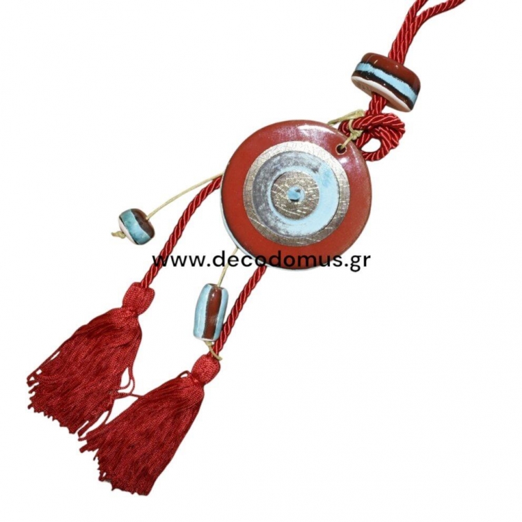 ΜΑΤΙ ΠΟΡΣΕΛΑΝΗΣ ΚΟΚΚΙΝΟ ΠΛΑΚΕ ΜΕ ΧΡΥΣΟ ΚΑΙ ΦΟΥΝΤΑ Πορσελάνη