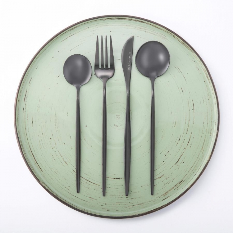 ΜΑΧΑΙΡΟΠΙΡΟΥΝΑ ΣΕΤ 24 ΤΕΜ. SIENNA BLACK Ανοξείδωτο Ατσάλι M0.27Π0.17Υ0.07