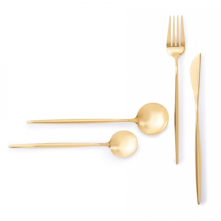 ΜΑΧΑΙΡΟΠΙΡΟΥΝΑ ΣΕΤ 24 ΤΕΜ. SIENNA GOLD Ανοξείδωτο Ατσάλι Μ0.27Π0.17Υ0.07