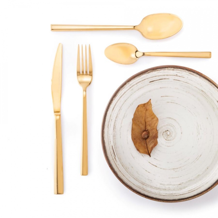 ΜΑΧΑΙΡΟΠΙΡΟΥΝΑ ΣΕΤ 24 ΤΕΜ. VERONA GOLD Ανοξείδωτο Ατσάλι Μ0.27Π0.17Υ0.07