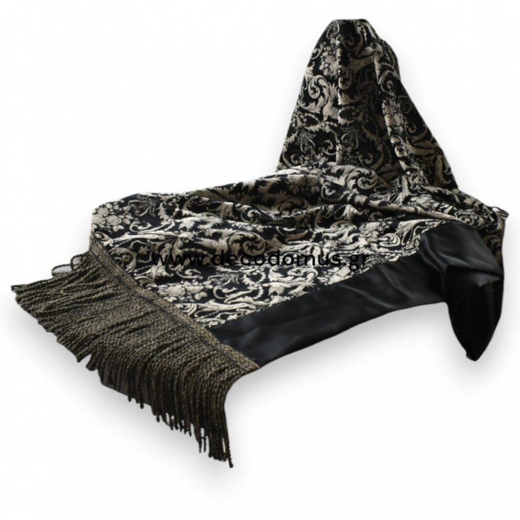 ΡΙΧΤΑΡΙ ΜΑΥΡΟ ΜΕ ΑΣΗΜΙ ΚΡΟΣΙ 175Χ220 Βαμβακι 1.75*2.20