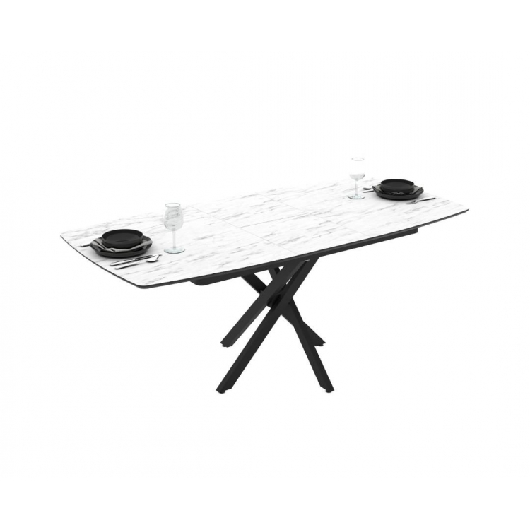 Επεκτεινόμενο τραπέζι δείπνου Filis λευκό μάρμαρο 145+40x90x76 Μέταλλο Μ1.45+0.40Π0.90Υ0.76