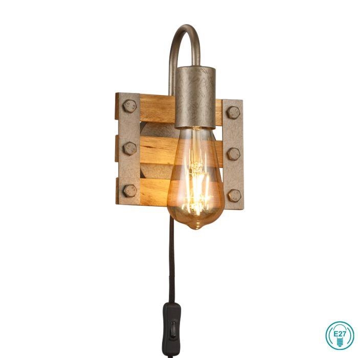 ΑΠΛΙΚΑ KHAN ΣΕ ΦΥΣΙΚΟ ΧΡΩΜΑ ΞΥΛΟΥ ΚΑΙ ΝΙΚΕΛ ΑΝΤΙΚΕ E27 TRIO Μέταλλο Μ0.135Π0.15Υ0.20