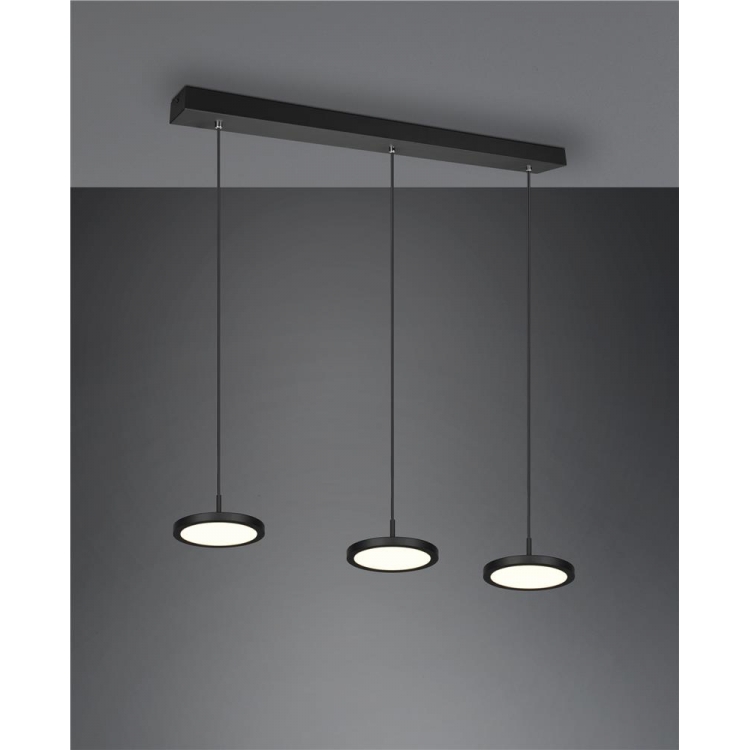 ΚΡΕΜΑΣΤΟ ΤΡΙΦΩΤΟ ΦΩΤΙΣΤΙΚΟ ΡΑΓΑΣ ΜΑΥΡΟ ΜΑΤ TRAY TRIO Μέταλλο Μ0.90Π0.17Υ1.50