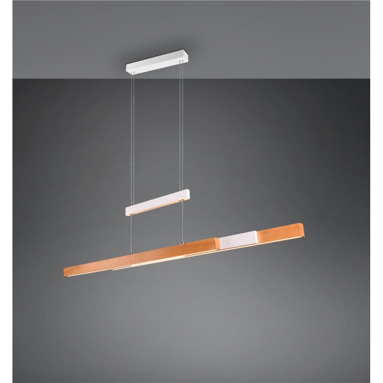 ΚΡΕΜΑΣΤΟ ΓΡΑMΜΙΚΟ ΦΩΤΙΣΤΙΚΟ  ΑΣΠΡΟ ΜΑΤ/ΞΥΛΟ TRAJAN TRIO Μέταλλο Μ1.52Π0.08Υ0.95-1.50