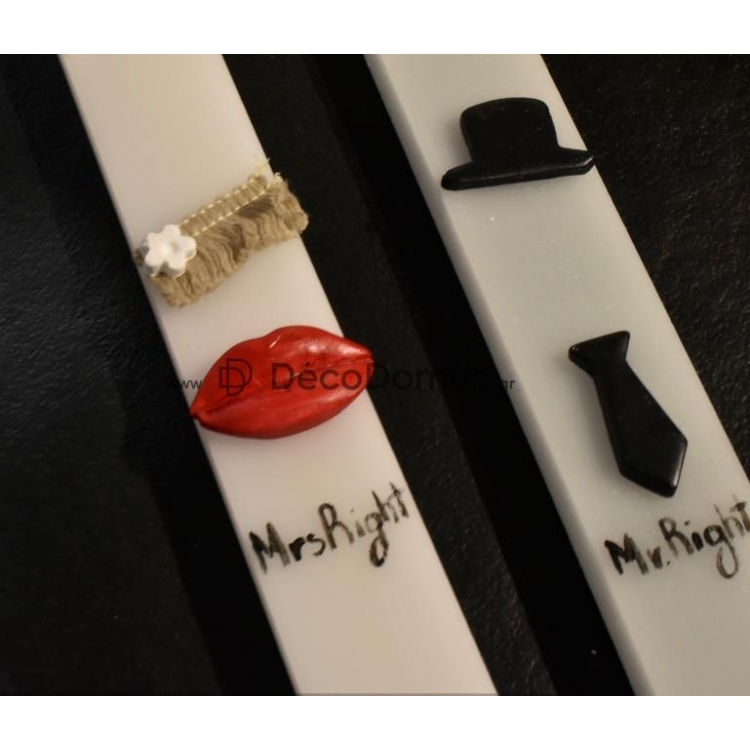 ΛΑΜΠΑΔΑ ΠΛΑΚΕ MRS RIGHT ΑΣΠΡΗ Κερί Μ0.035Π0.025Υ0.29