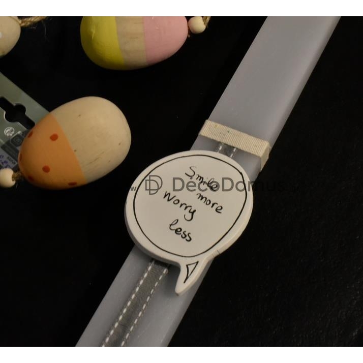 ΛΑΜΠΑΔΑ ΕΦΗΒΙΚΗ ``SMILE MORE WORRY LESS`` ΓΚΡΙ Κερί Φ0.02*Υ0.29