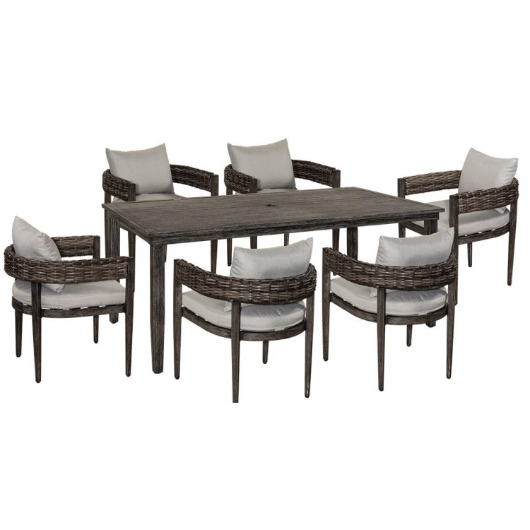 SKIATHOS Τραπεζαρία Rattan Σέτ 7 Τεμαχίων ,Με Αλουμίνιο Σκελετό Rattan Μ1.83Π1.015Υ0.76