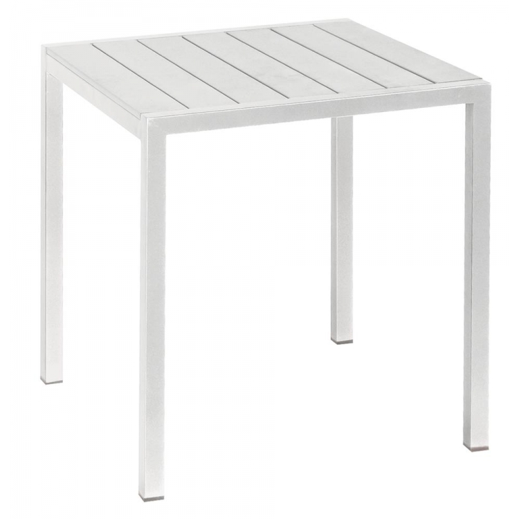 Τετράγωνο Τραπέζι Αλουμινίου Με Λευκό Pollywood 68 x 68 x 72(H)cm Αλουμίνιο Μ0.68Π0.68Υ0.72