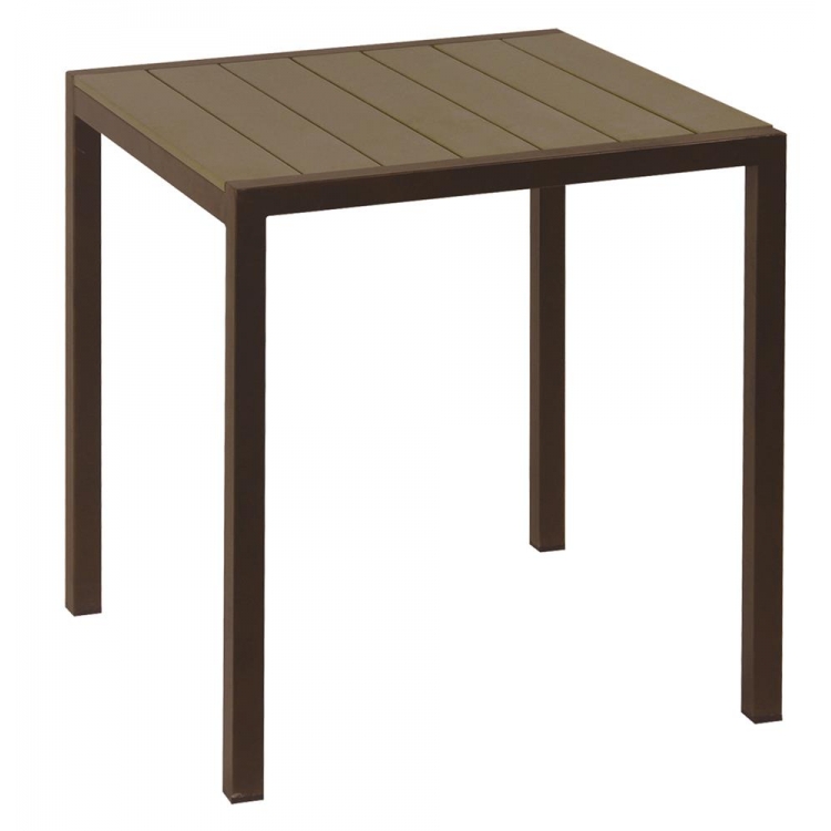 Τετράγωνο Τραπέζι Αλουμινίου Με Καφέ Pollywood 68 x 68 x 72(H)cm Αλουμίνιο Μ0.68Π0.68Υ0.72