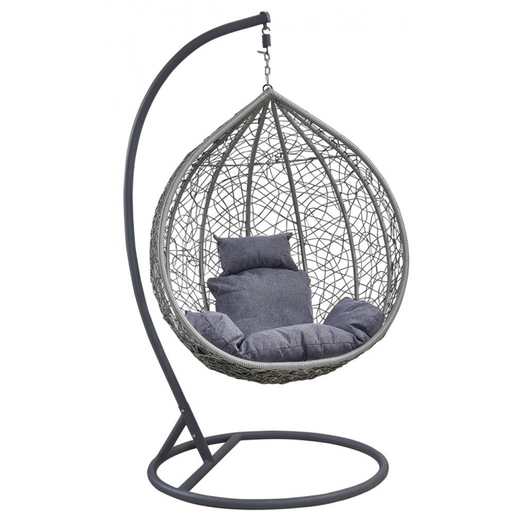 Γκρί Μεταλλική Κουνιστή Καρέκλα Με Μαξιλάρι Μέταλλο Φ1.05*Υ1.90