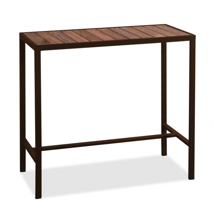 Μεταλλικό Σκουριά Μάτ Γαλβανισμένο Παραλ/μο Τραπέζι Μπάρ Με Σουηδικό Ξύλο 116 x 50 x 106(h)cm Ξύλο Μ1.16Π0.50Υ1.06