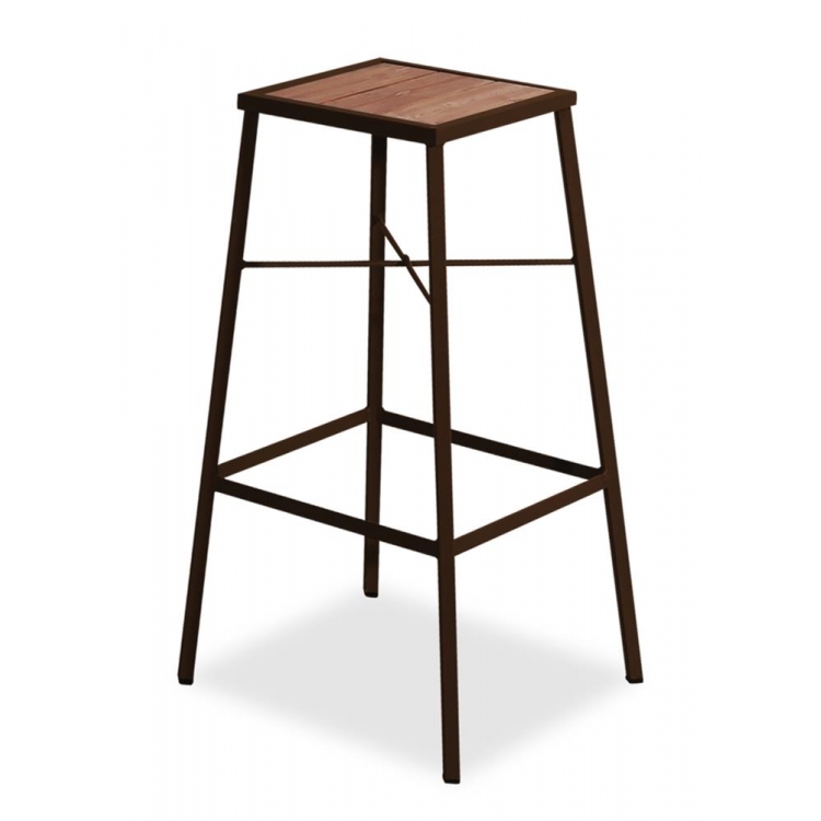 Μεταλλικό Γαλβανισμένο Σκουριά Μάτ Σκαμπό Μπάρ Με Σουηδικό Ξύλο Ξύλο Μ0.31Π0.31Υ0.76