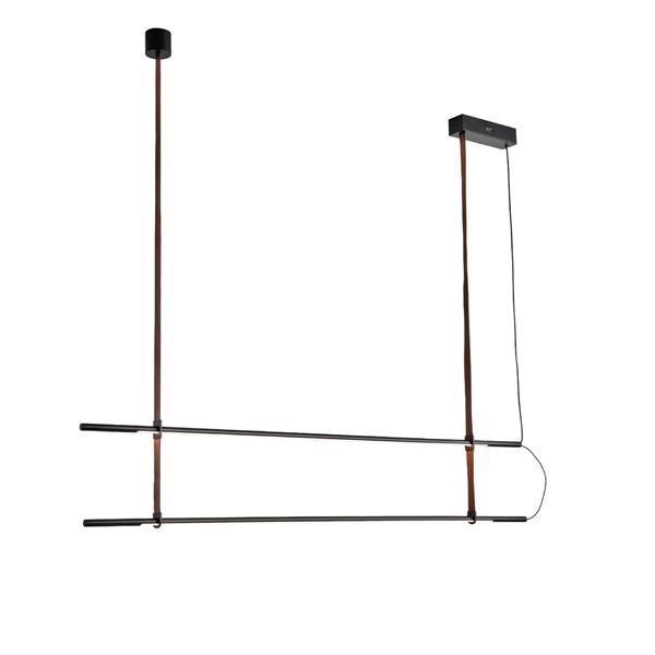 ΦΩΤΙΣΤΙΚΟ ΚΡΕΜΑΣΤΟ ΜΕΤΑΛΛΟ-ΔΕΡΜΑ LED 2x20W 2460Lm 3000K 1400X60X1200mm ΜΑΥΡΟ ARTE ILLUMINA LINEA Μέταλλο Μ1.40Π0.06Υ1.20