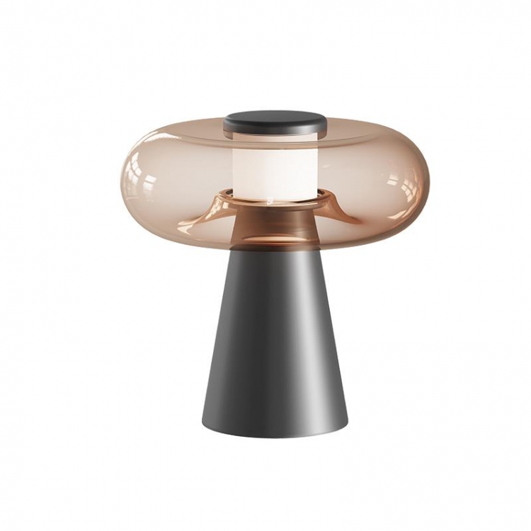 ΕΠΙΤΡΑΠΕΖΙΟ ΦΩΤΙΣΤΙΚΟ LED 18W 3000K ΜΑΥΡΟ ΜΑΤ,  DIM ΑΦΗΣ - ΚΑΣΤΑΝΟΞΑΝΘΟ ΓΥΑΛΙ Μέταλλο Φ0.35*Υ0.35